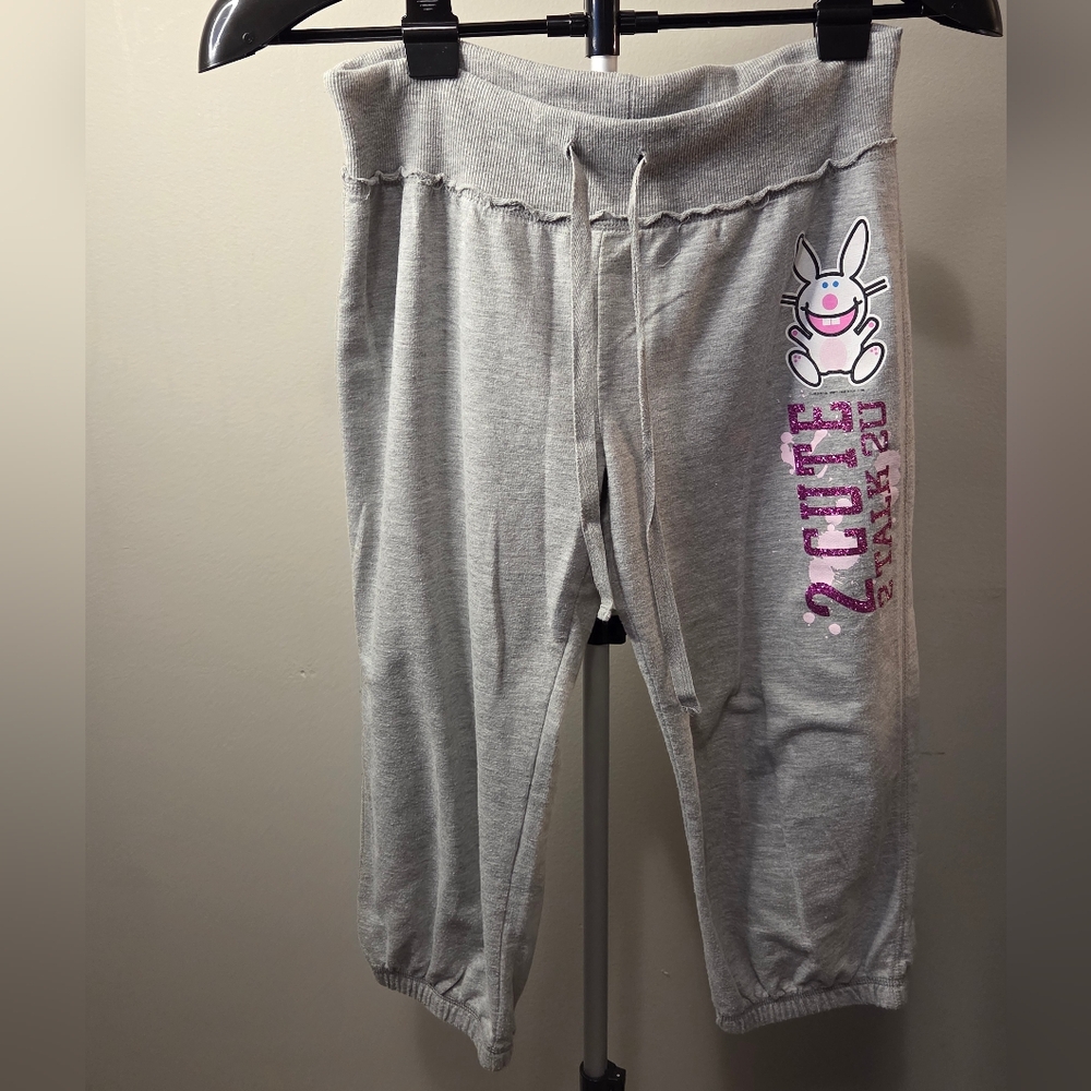 Y2k Vintage Its Happy Bunny Capri Sweatpant Joggers Size Med